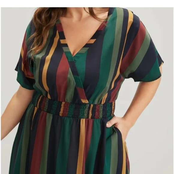 NWT Bloomchic Multicolor Striped Maxi Dress - Picture 3 of 7